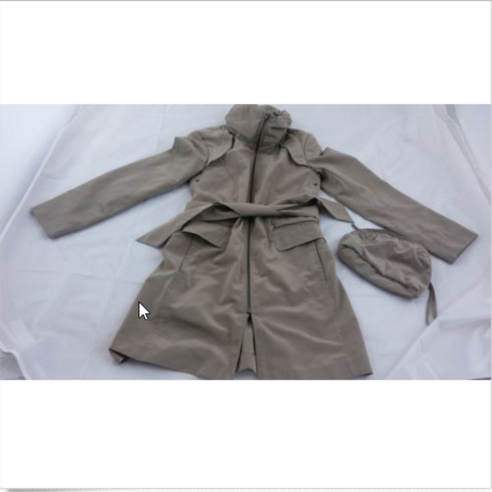 Cole Haan Womens XS Khaki Rainwear Trenchcoat Hood - Picture 2 of 8